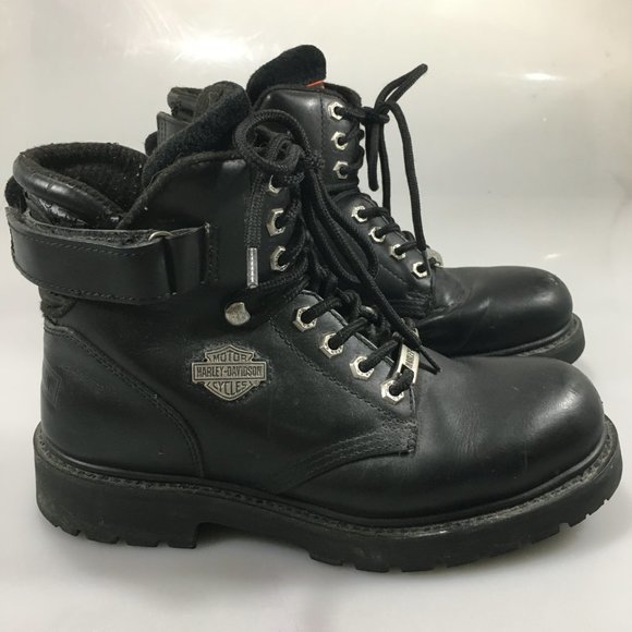 Harley Davidson 8 Black Leather Motorcycle Ankle Boots 91017 main image 6